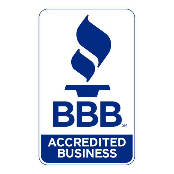 BBB Accredited Business logo, featuring a blue flame symbol above the words "BBB" and "Accredited Business," indicating trust and reliability.